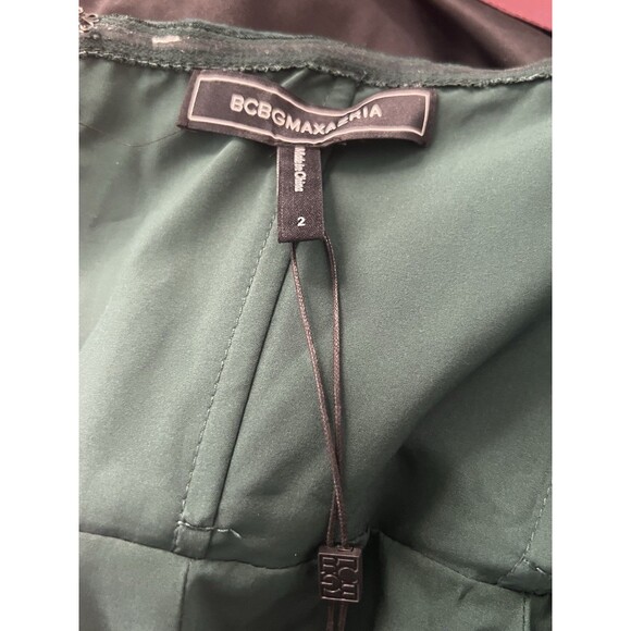 BCBGMAXAZRIA Emerald Green Velvet Bustier Midi Cocktail Dress Size 2 - Picture 6 of 9